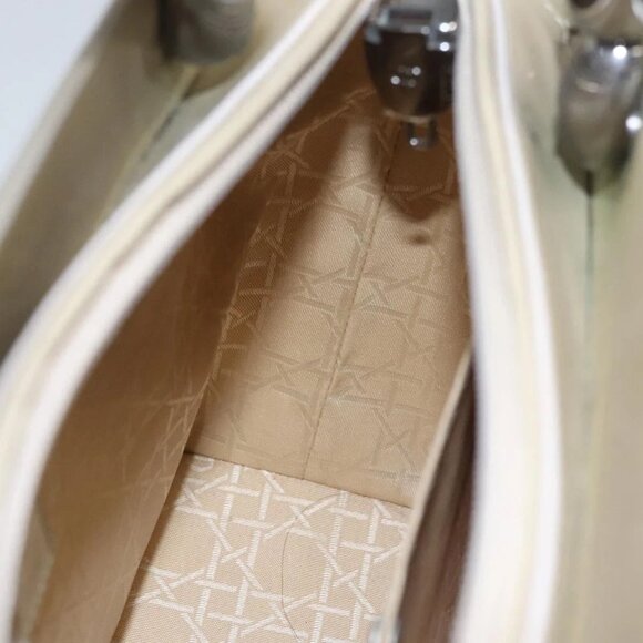 Christian Dior Maris Pearl Bag Patent leather 2way Beige MA-0949 Auth ep7794 - Picture 12 of 16